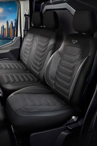 Точни калъфи Florida черно-сиви | Плат + Еко кожа | Peugeot Expert (2016–2025)
