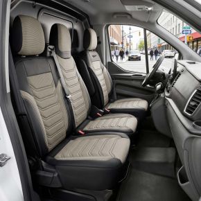 Точни калъфи Florida бежово-черни | Плат + Еко кожа | NISSAN NV400 (2011–2021)