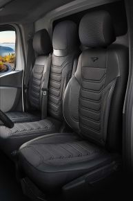 Точни калъфи Florida черно-сиви | Плат + Еко кожа | NISSAN NV400 (2011–2021)