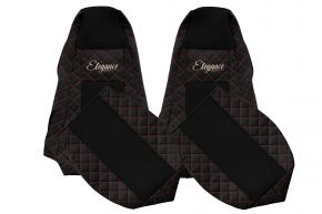 Калъфи за седалки по мярка ELEGANCE Q за SCANIA G (01.2005-12.2016) - вградени подглавници - черно-червени