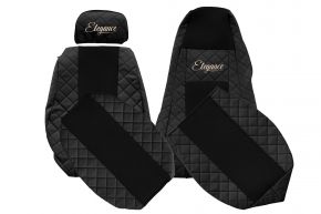 Калъфи за седалки по мярка ELEGANCE Q за SCANIA P (01.2005-12.2016) - регулируем подглавник на пътника - черни