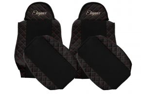 Калъфи за седалки по мярка ELEGANCE Q за MAN TGA (01.2000-12.2010) - черно-червени