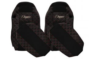 Калъфи за седалки по мярка ELEGANCE Q за MAN TGX (01.2007-03.2020) - стандартни седалки, не ISRI - черно-червени