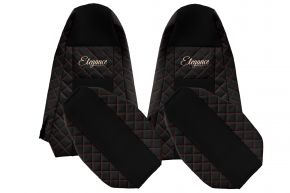 Калъфи за седалки по мярка ELEGANCE Q за SCANIA P (01.2013-12.2016) - STREAMLINE, вградени подглавници - черно-червени