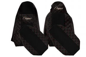 Калъфи за седалки по мярка ELEGANCE Q за SCANIA P (01.2013-12.2016) - STREAMLINE, различни седалки - черно-червени