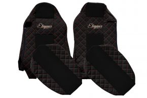 Калъфи за седалки по мярка ELEGANCE Q за MAN TGX (01.2007-03.2020) - седалки ISRI, различни седалки - черно-червени