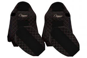 Калъфи за седалки по мярка ELEGANCE Q за MAN TGX (01.2007-03.2020) - седалки ISRI, еднакви седалки - черно-червени