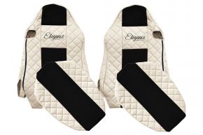 Калъфи за седалки по мярка ELEGANCE Q за MAN TGX (01.2007-03.2020) - седалки ISRI, еднакви седалки - светлобежови