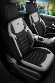 Комплект текстилни калъфи Manavgat в черно-сиво с модерни шевове, съвместими с DAIHATSU SIRION