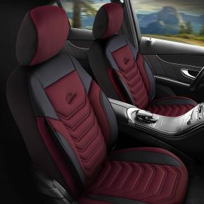 Комплект предни калъфи Peru бордо-черни | Еко кожа + Плат | DAIHATSU SIRION