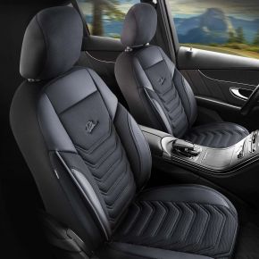 Комплект предни калъфи Peru сиво-черни | Еко кожа + Плат | DAIHATSU SIRION