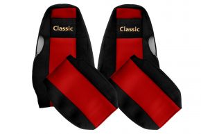 Калъфи за седалки по мярка CLASSIC за SCANIA 4 (01.1995-12.2004) - вградени облегалки за глава - червени
