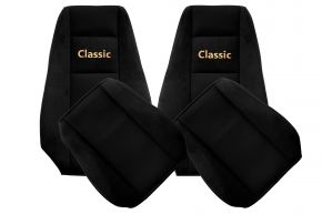 Калъфи за седалки по мярка CLASSIC за RENAULT MAGNUM NEW SIZE (01.2008-12.2013) - вградени облегалки за глава - черни