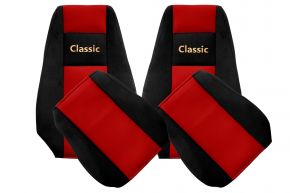 Калъфи за седалки по мярка CLASSIC за RENAULT MAGNUM NEW SIZE (01.2008-12.2013) - вградени облегалки за глава - червени