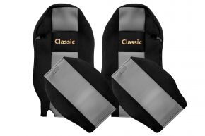Калъфи за седалки по мярка CLASSIC за MERCEDES ACTROS MP 3 (01.2007-12.2010) - вградени облегалки за глава - сиви