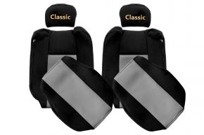Калъфи за седалки по мярка CLASSIC за RENAULT T (01.2014-04.2021) - регулируеми облегалки за глава - сиви