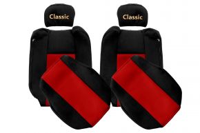 Калъфи за седалки по мярка CLASSIC за RENAULT T (01.2014-04.2021) - регулируеми облегалки за глава - червени